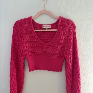 Pink long sleeve Knit Crop Top